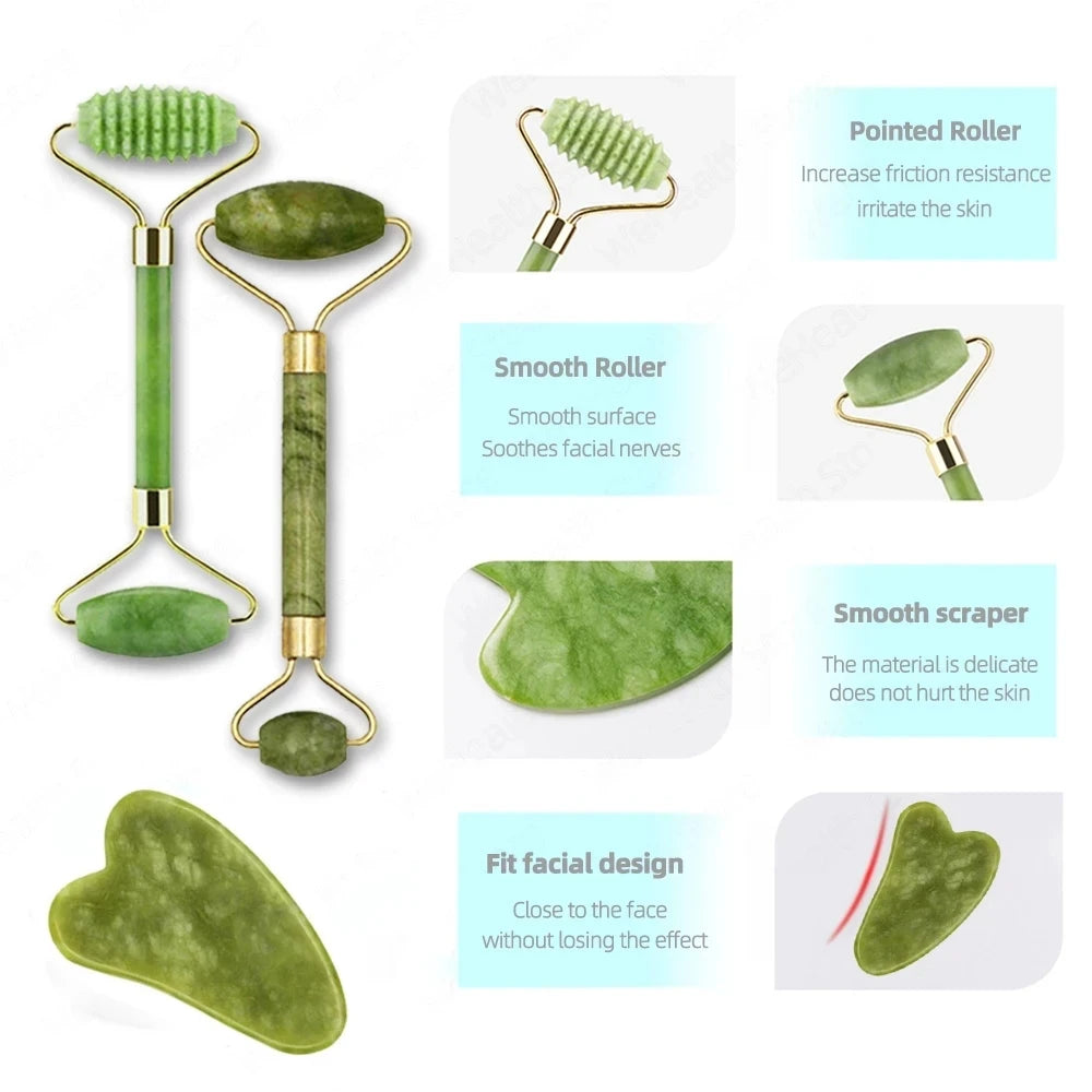 Kit Jade Roller y Gua Sha - Masaje Facial Antiedad