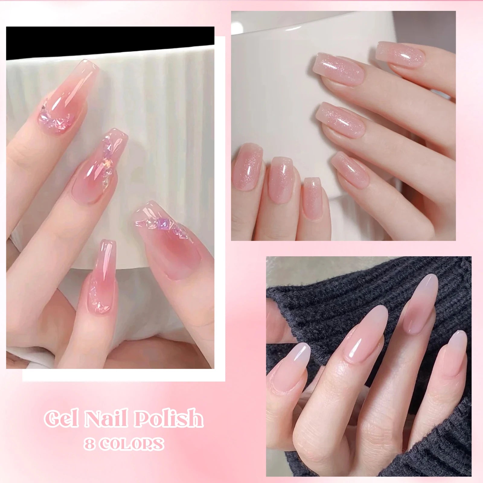 Set de Esmaltes en Gel - 6 Colores Rosa y Nude