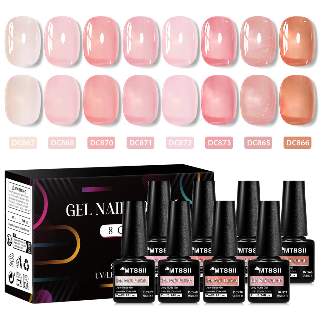 Set de Esmaltes en Gel - 6 Colores Rosa y Nude