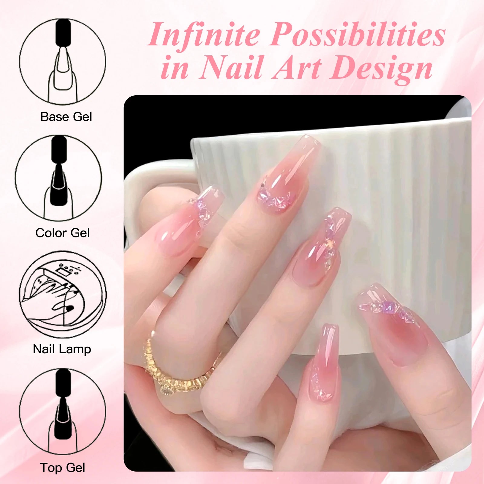 Set de Esmaltes en Gel - 6 Colores Rosa y Nude